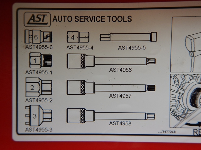 AST　オルタネータ　フリーホイールプーリー脱着ツールセット　AST4955A