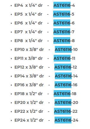 AST製　トルクスプラス　ソケット１４個セット　AST6116