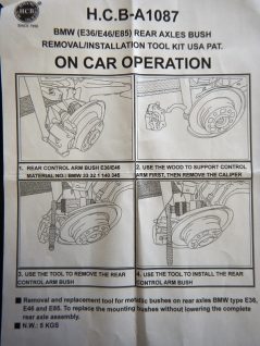 HCB TOOLS社製 BMW E36 / E46 / E85 リアアクスル ブッシュ リムーバー インストーラー HCB-A1087