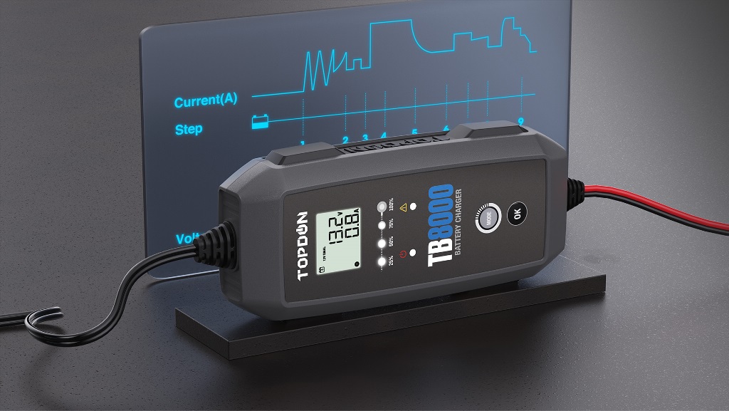 フルオート バッテリー充電器 TOPDON TB8000（ティービーハッセン） 6V/12V リチウムイオンバッテリー対応