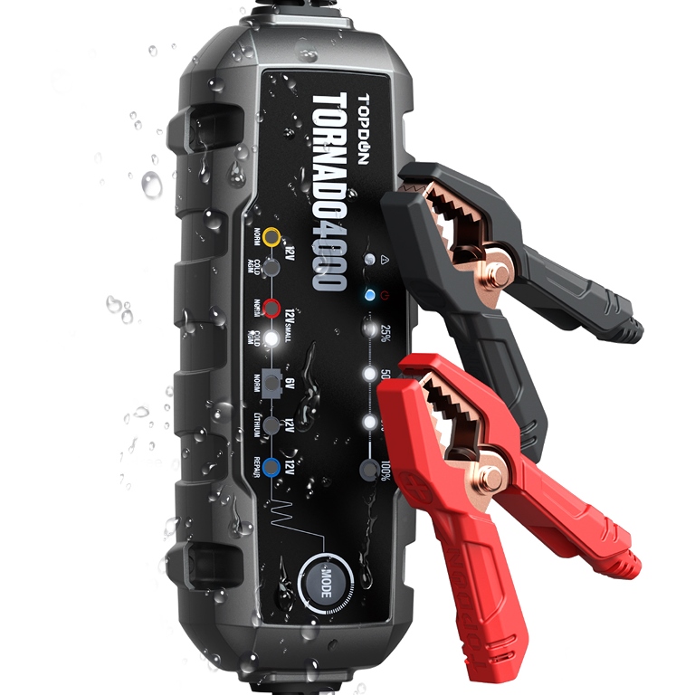 フルオート バッテリー充電器 TOPDON Tornado4000（トルネード ヨンセン）12V/6V リチウムイオンバッテリー対応