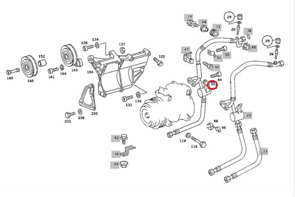 ベンツ R107 A/Cインテークライン 1171300957 社外品