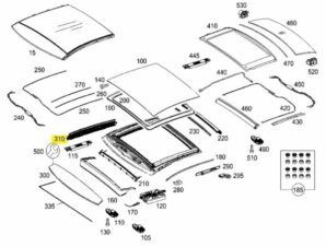 ベンツ W222 パノラマサンルーフ ガラススライドレールフレーム リペアキット 左右セット 1台分
