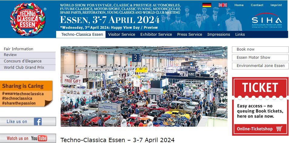 2024 Techno-Classica Essen 4月3日～7日　ドイツ エッセンで開催されます