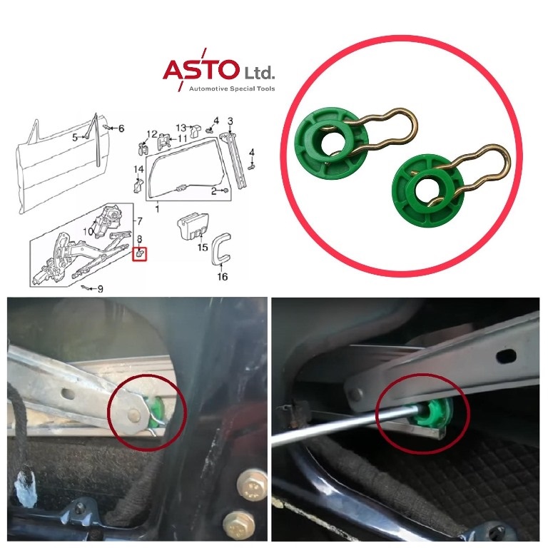 サーブ / ボルボ P/Wレギュレータ スライディングガイドローラー 2個セット