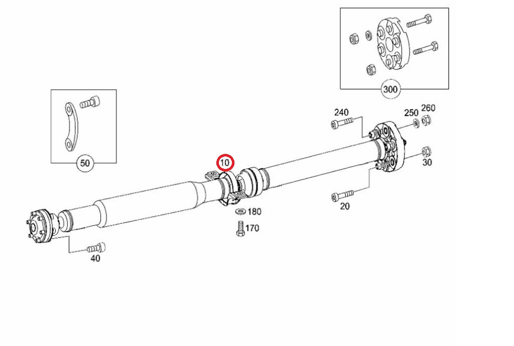 ベンツ W166 プロペラシャフト リア  ジョイントディスク付き 社外新品